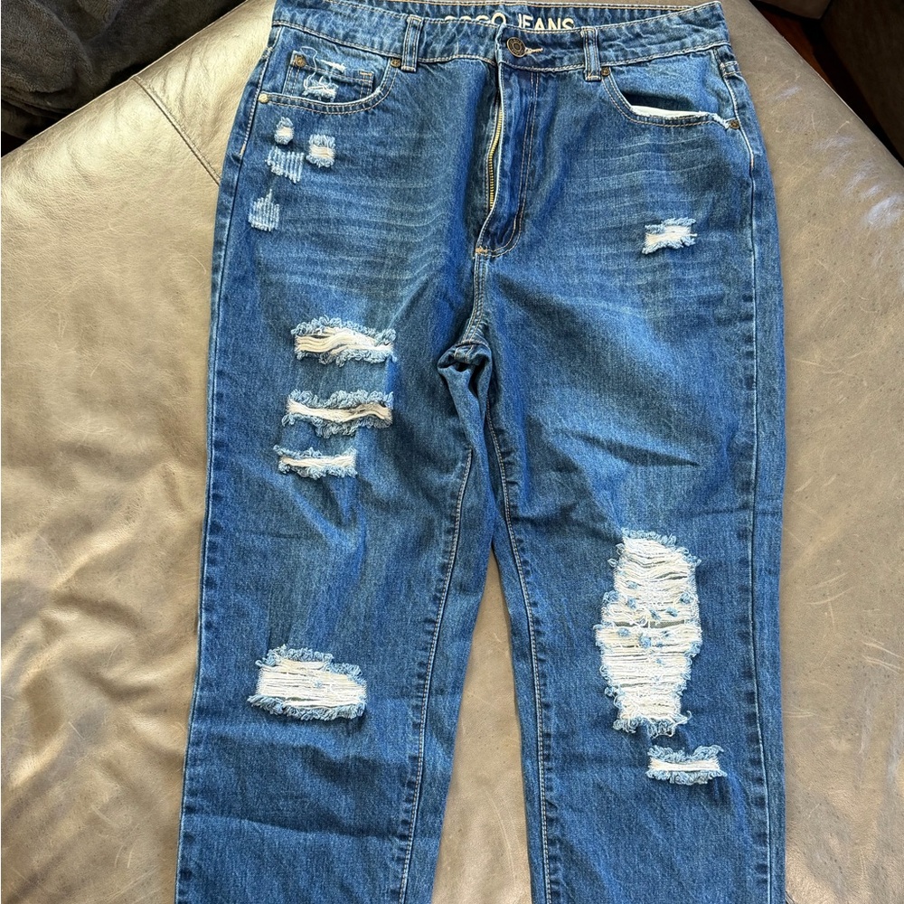 GOGO Jeans Mom Jeans Size 15 ripped denim medium blue